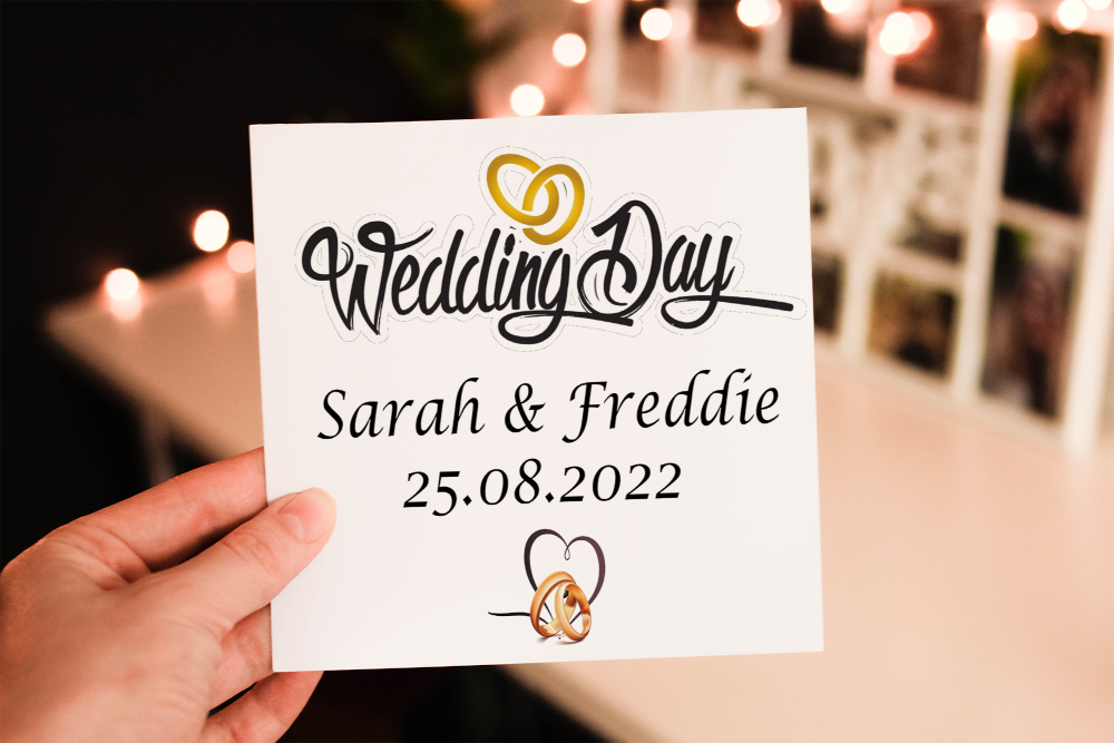 Wedding Card, Personalised Wedding Day Card, Custom Wedding Card - Click Image to Close